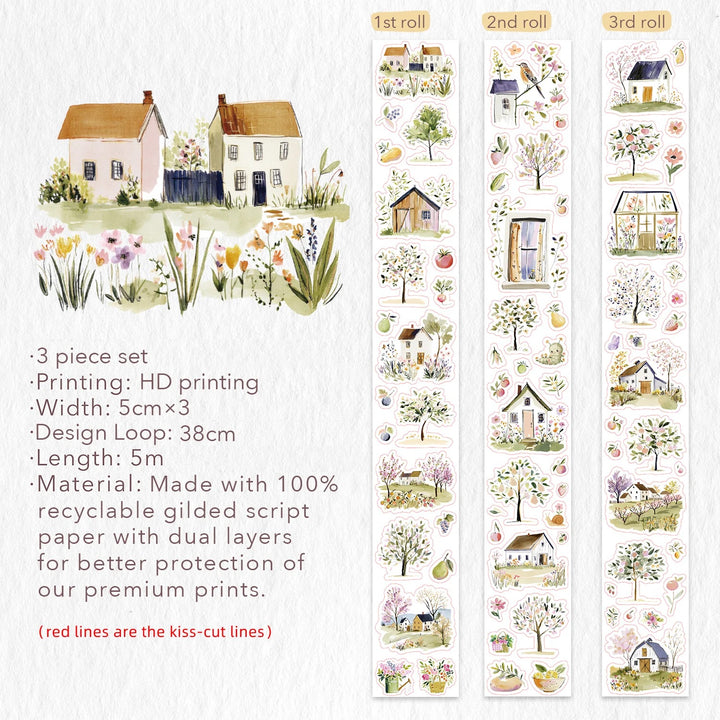 The Washi Tape Shop - Pre-cut Sunlit Orchid Script Tape Set (GILDED)