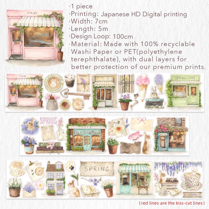 The Washi Tape Shop - Pre-cut Spring Cafe Washi/PET Tape