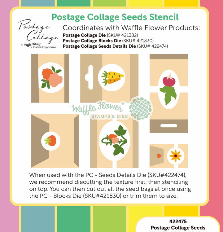 Waffle Flower - Postage Collage Seeds Details Die