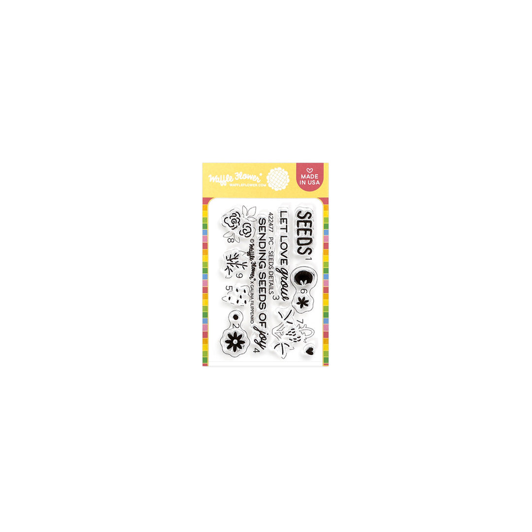 Waffle Flower - Postage Collage Seeds Details Stamp Set