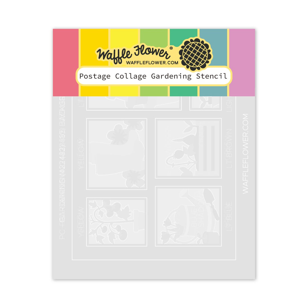 Waffle Flower - Postage Collage Gardening Stencil