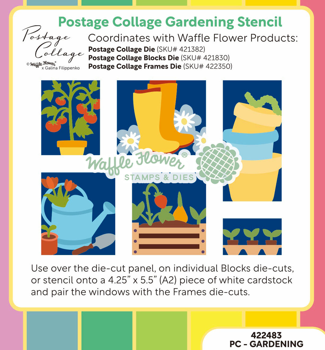 Waffle Flower - Postage Collage Gardening Stencil
