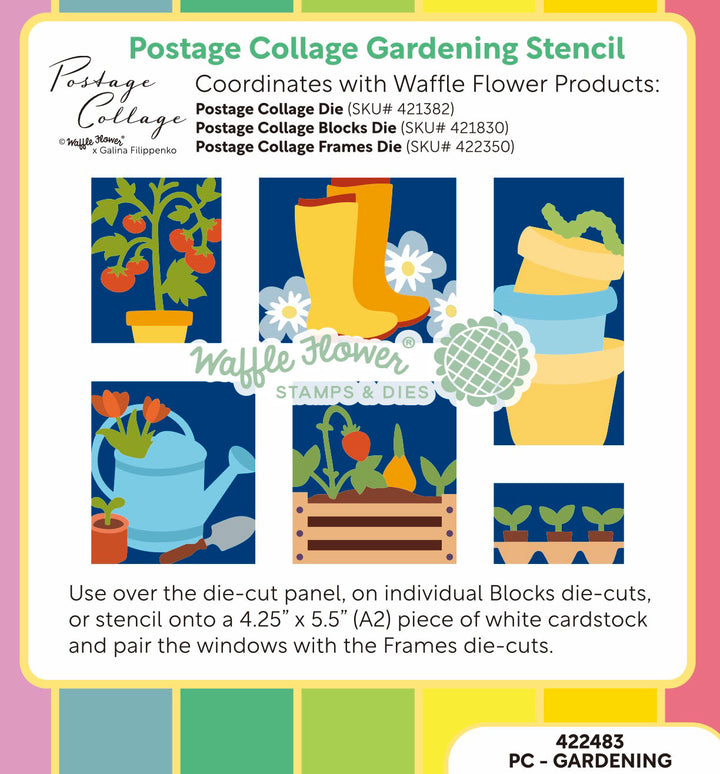 Waffle Flower - Postage Collage Gardening Stencil