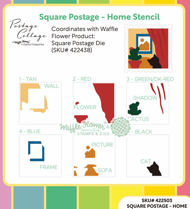 Waffle Flower - Square Postage Home Stencil