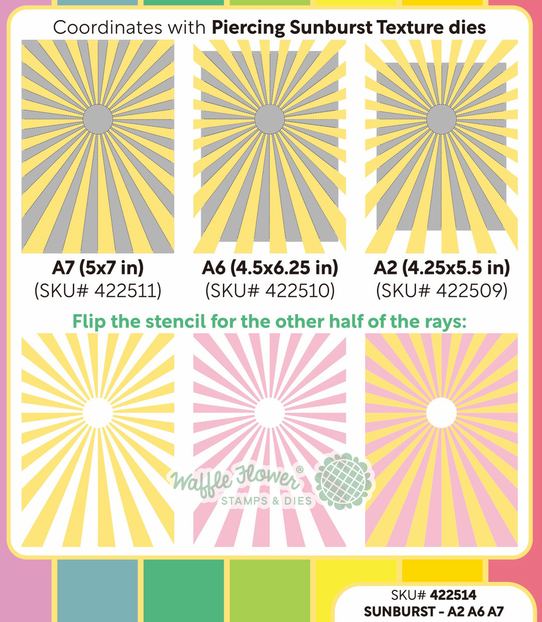 Waffle Flower - Sunburst Stencil for A2 A6 A7