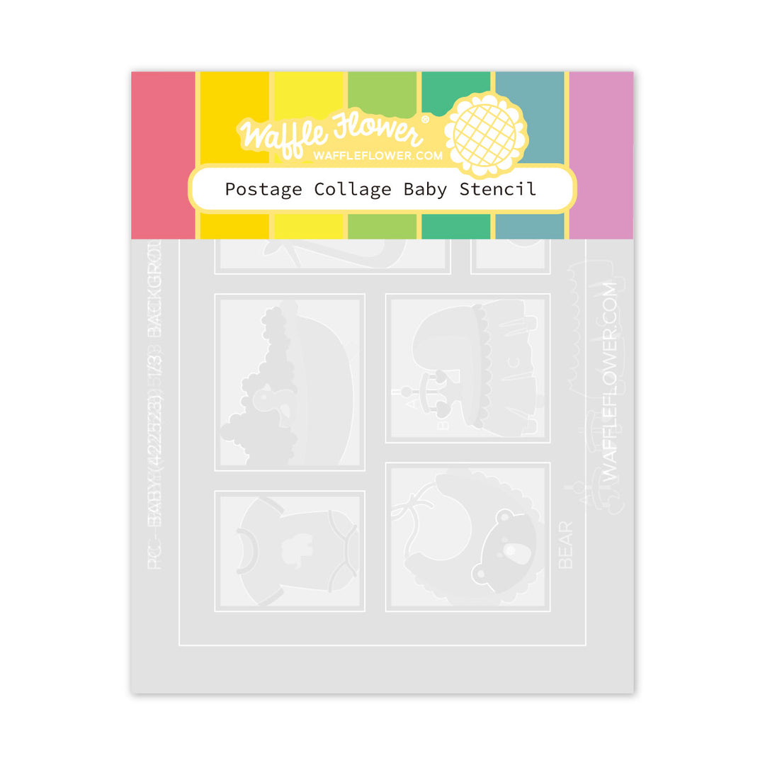 Waffle Flower - Postage Collage Baby Stencil