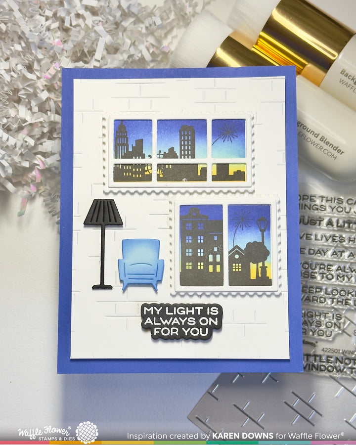 Waffle Flower - Postage Collage City Sunset Stamp Set