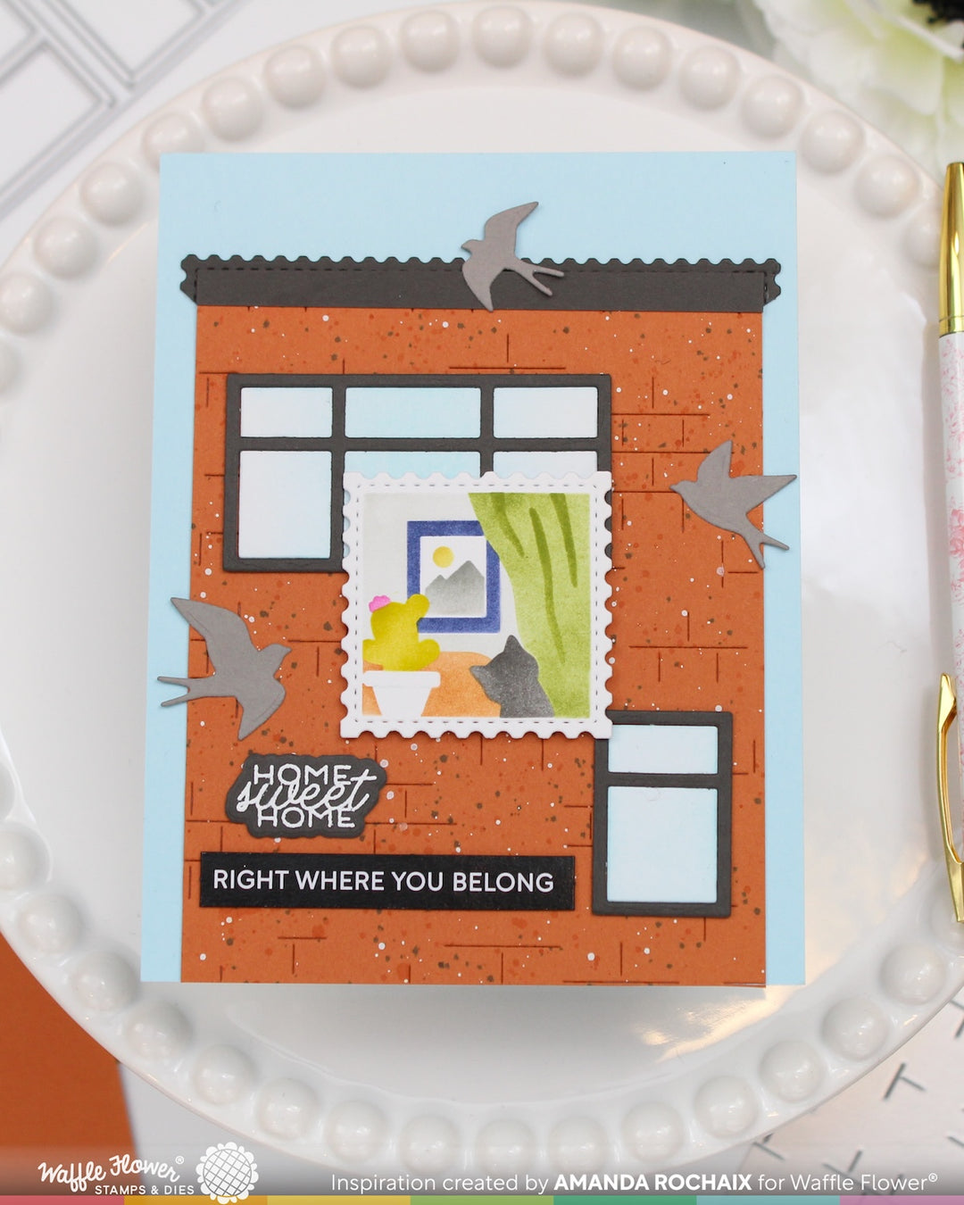 Waffle Flower - Square Postage Home Stencil