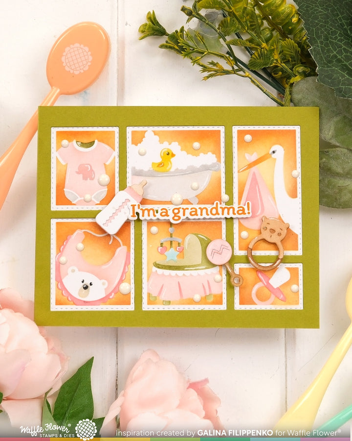Waffle Flower - Postage Collage Baby Stencil