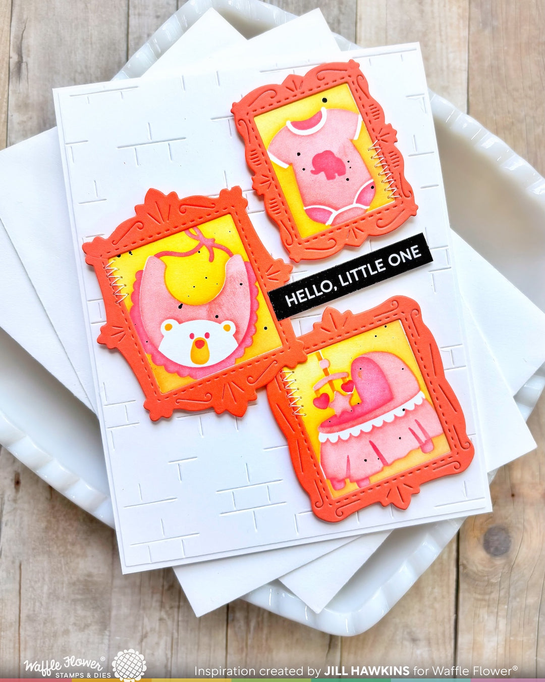 Waffle Flower - Postage Collage Baby Stencil