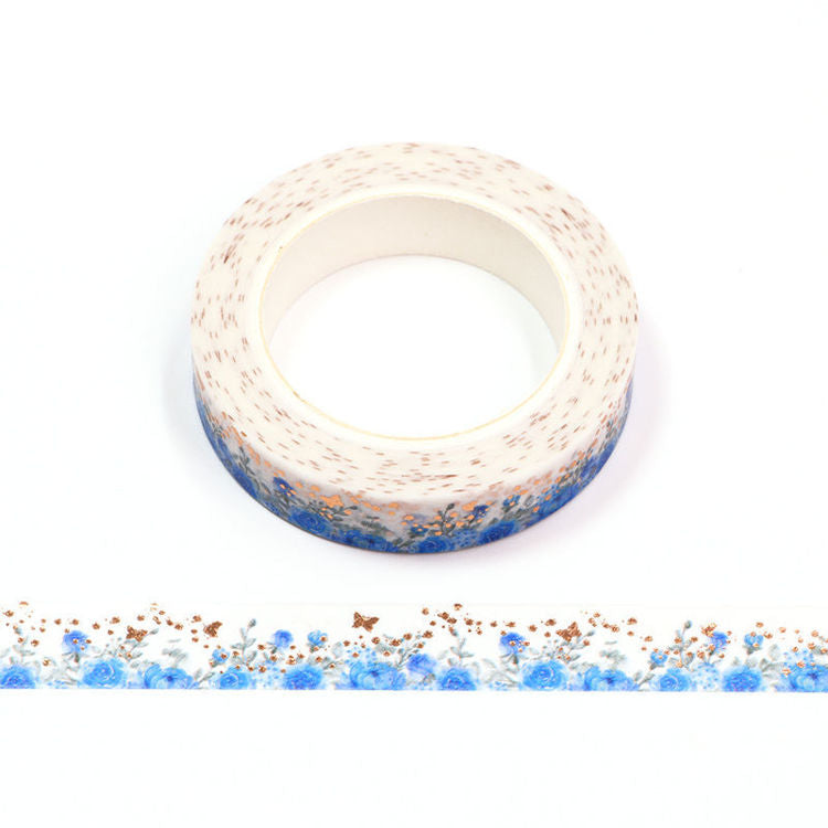 Washi Tape - Slim Blue Spring Floral