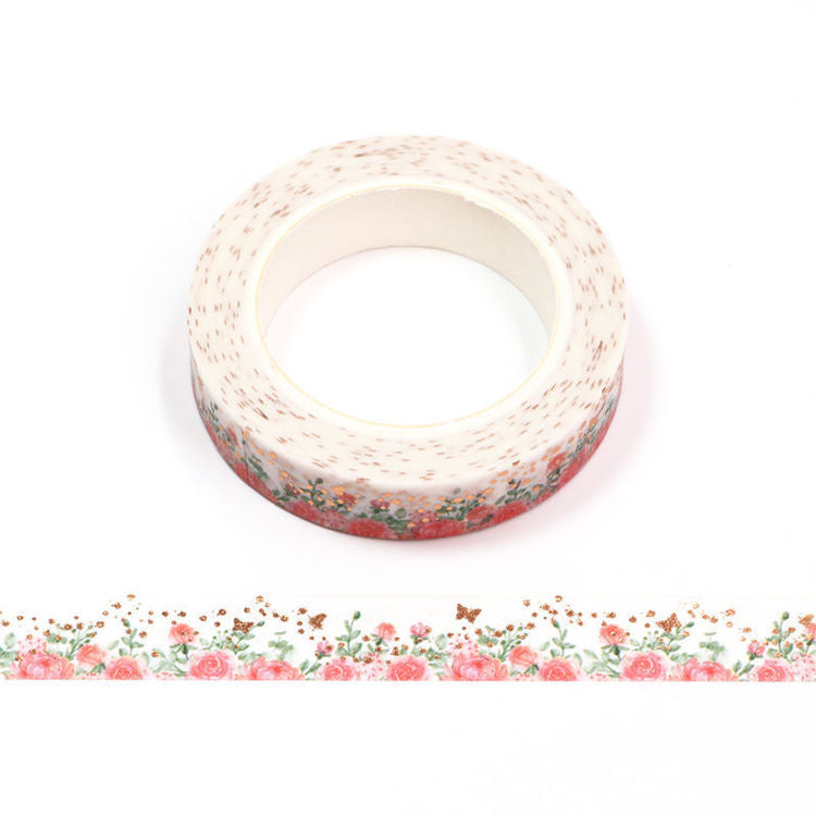 Washi Tape - Slim Pink Spring Floral
