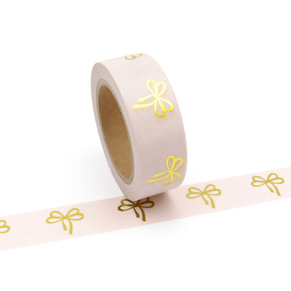 Washi Tape Gold Bows on Pink