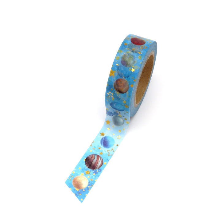 Washi Tape, Blue Gold Foil, Planets of the Galaxy