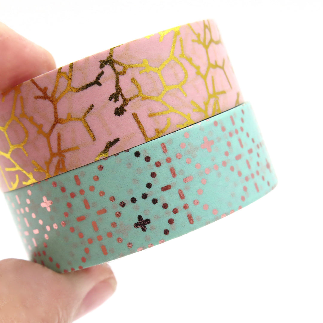 Washi Tape, Gold Foil Pink, Crackle
