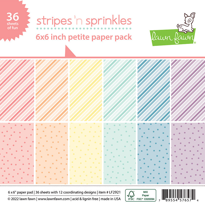 Lawn Fawn LF2921 Stripes N Sprinkles Petite Paper Pack - Spring 2023 release