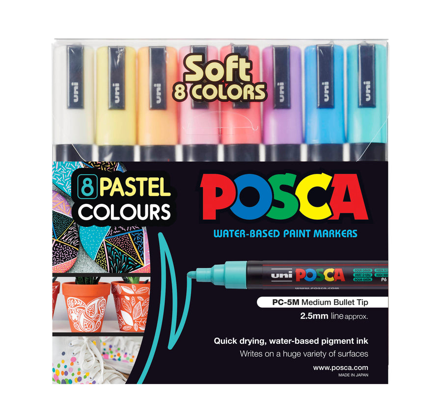 Posca Paint Pen PC-5M Medium Soft Colours 8P Assorted
