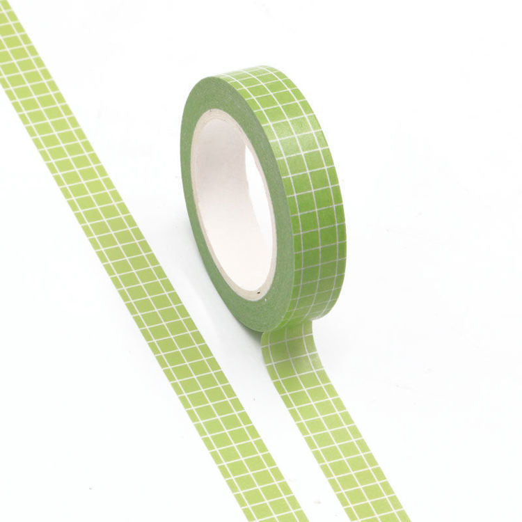 Washi Tape Green Grid 10mm