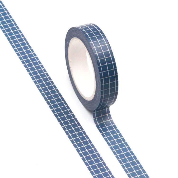Washi Tape Navy Blue Grid 10mm