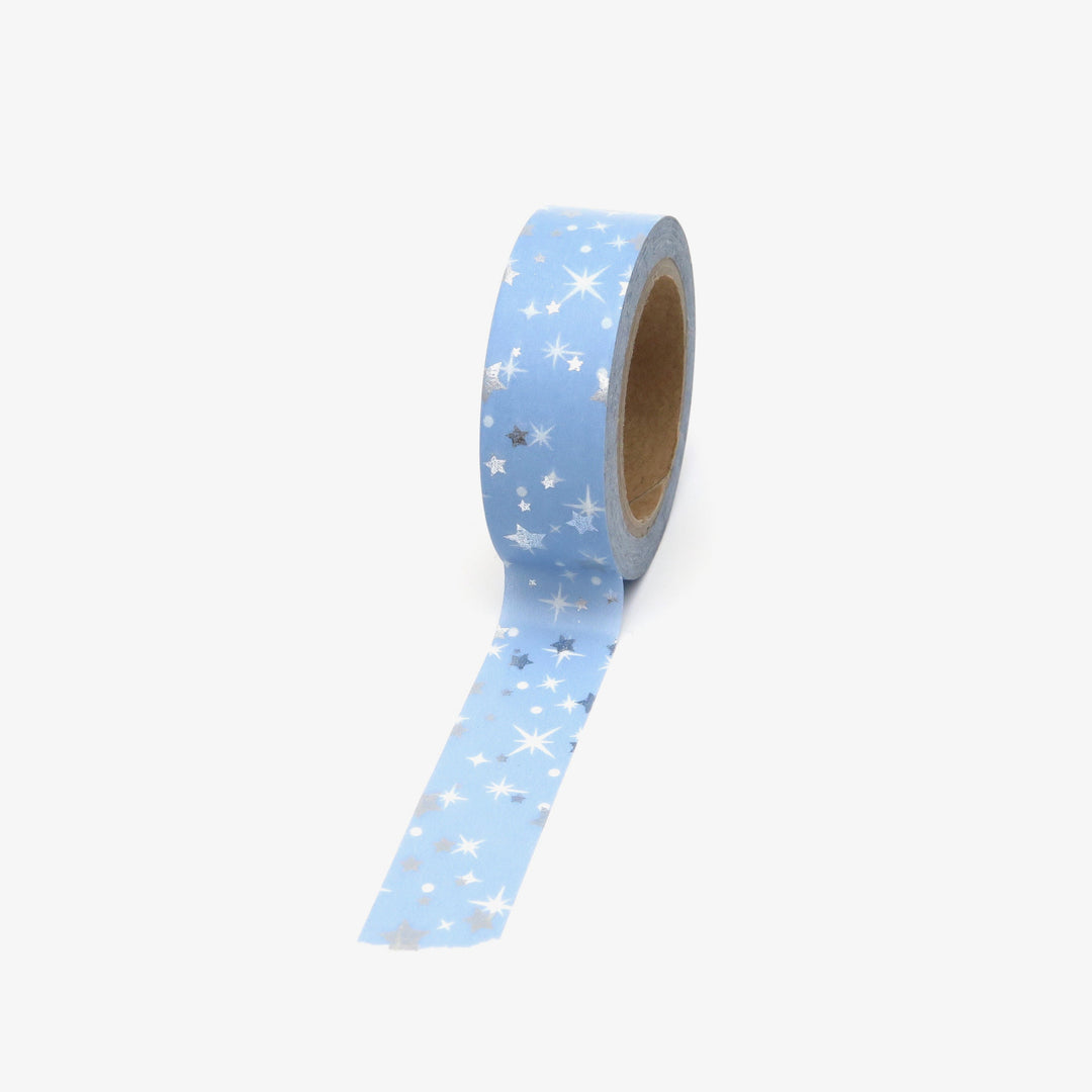 Washi Tape, Blue Silver Foil Stars