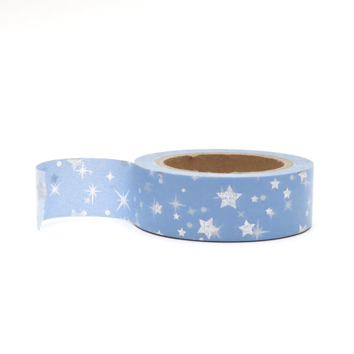 Washi Tape, Blue Silver Foil Stars