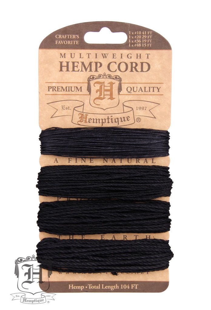 Hemptique Hemp Macrame Cord Card - Multi Weight - Black