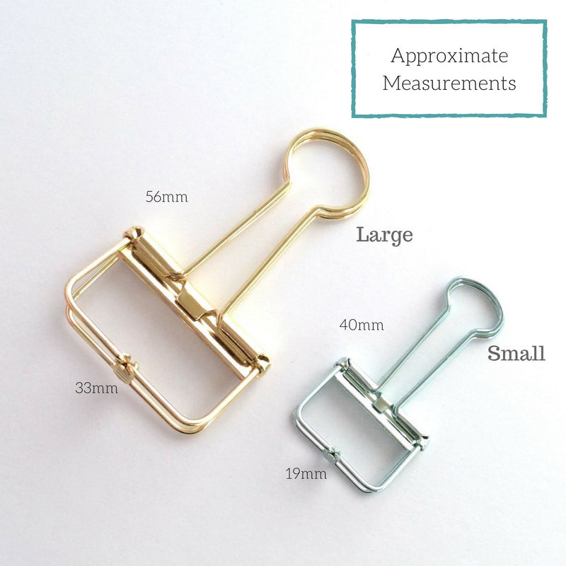 Planner Clips Bulldog Fold Back Rose Gold Set of 3 or 5 19mm x 5 clips