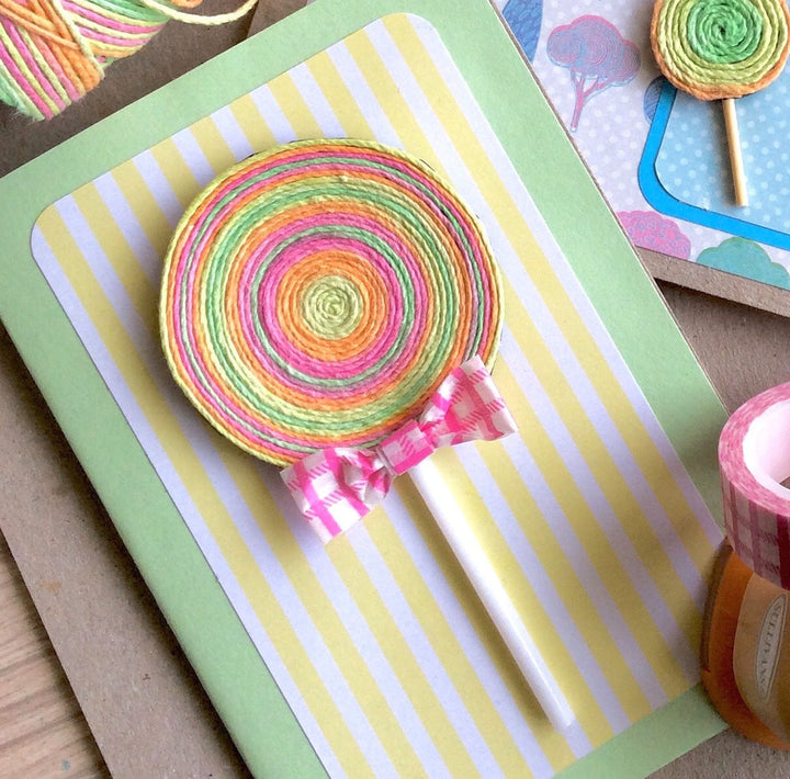  Twine Lollipop Card by Hobby Hoppers with Hemp Macrame Cord
