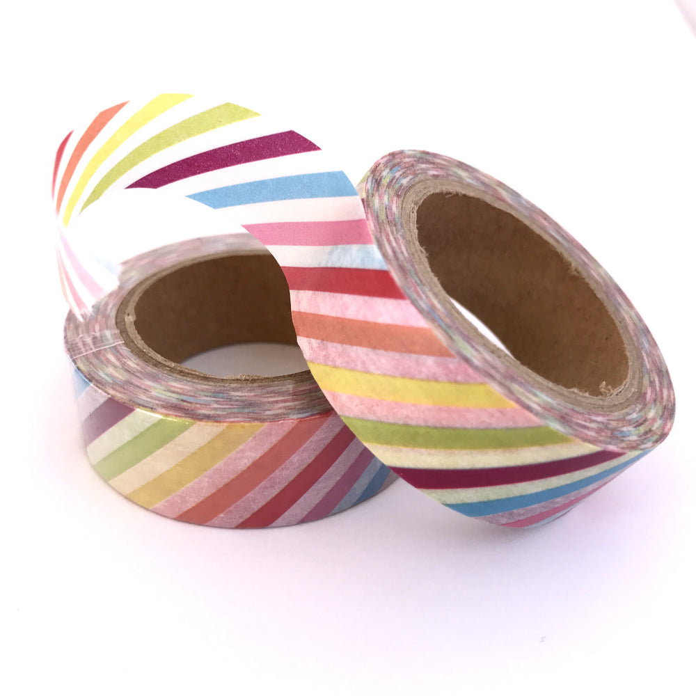 Washi Tape, Diagonal Rainbow Stripe