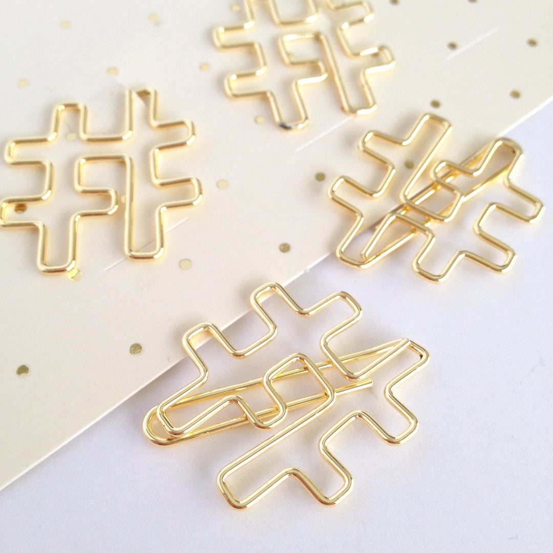 Gold Hashtag Clips 