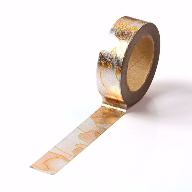 Washi Tape - Rose Gold Silver Foil Abstract