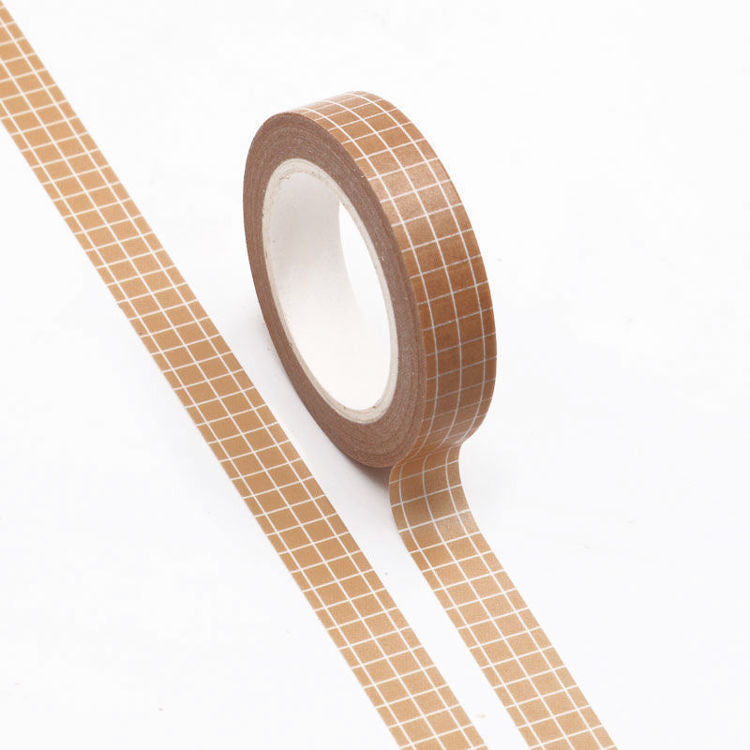 Washi Tape Tan Grid 10mm