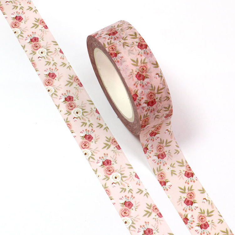 Floral Washi Tape, Pink Vintage Rose