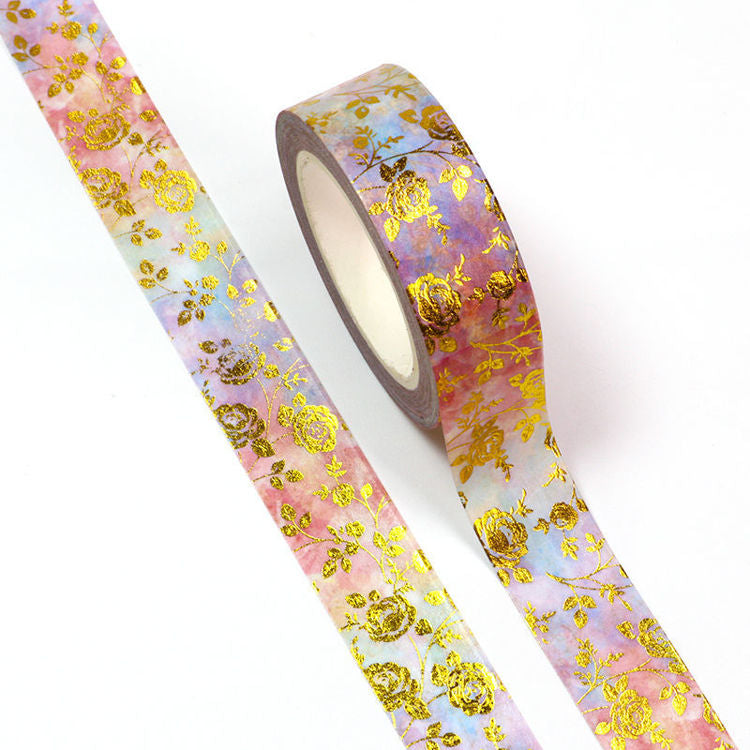 Floral Washi Tape, Gold Foil Roses